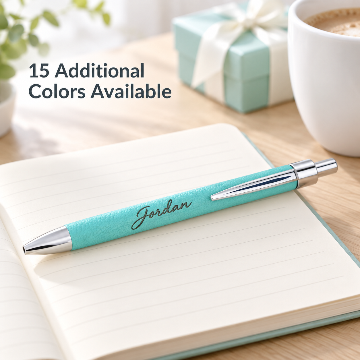 Personalized Leatherette Pen – Custom Engraved Name Pen – 16 Color Options – Gift for Teacher, Coworker or Employee