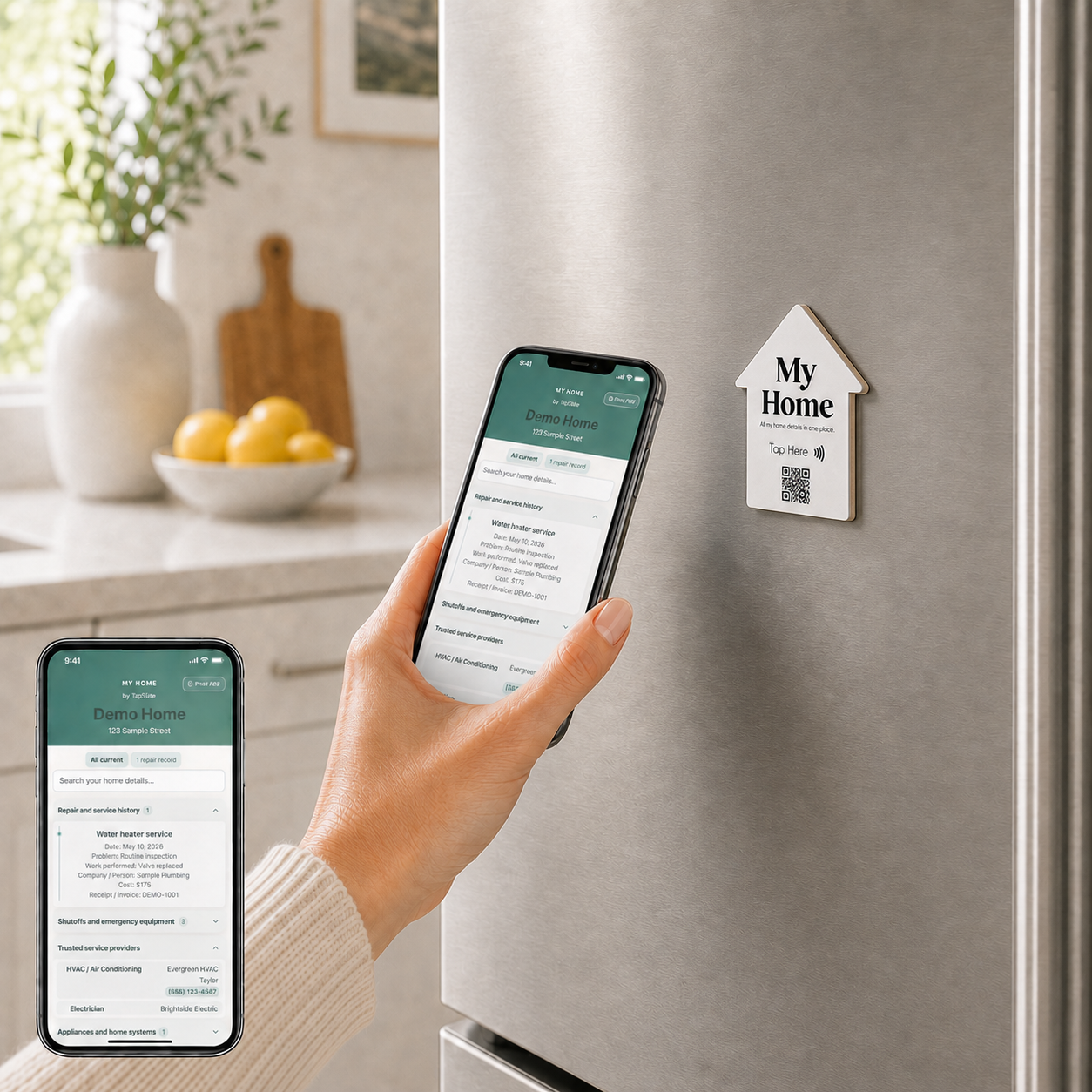 TapSake™ My Home Smart NFC + QR Home Maintenance Magnet