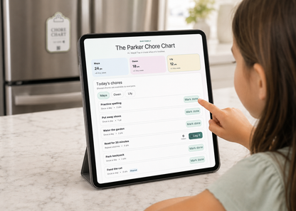 Smart Chore Chart for Kids | Tap or Scan NFC + QR Code | Reusable Acrylic Family Chore & Rewards Tracker