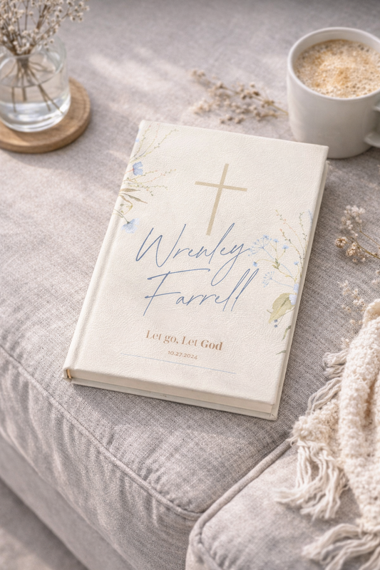 Personalized Leatherette Journal - Baptism Let go, Let God