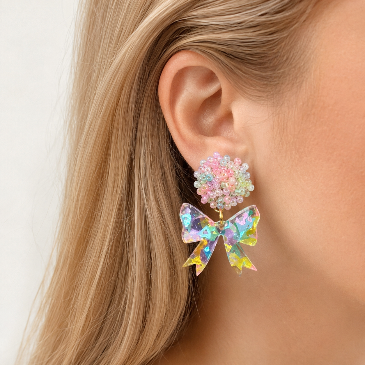 Beaded Confetti Bow Earrings | Stella Collection