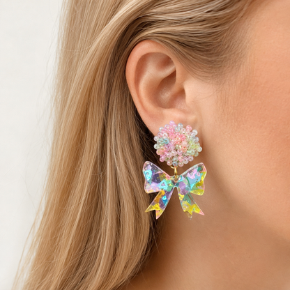 Beaded Confetti Bow Earrings | Stella Collection