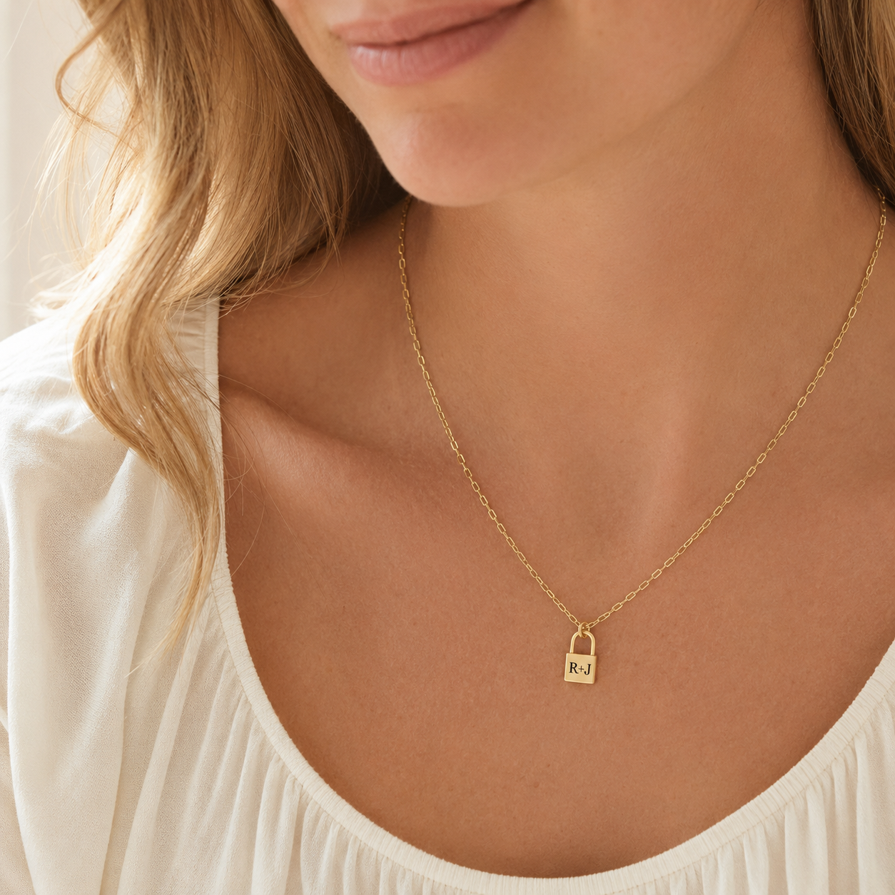 Personalized lock necklace, minimalist jewelry, petite lock necklace