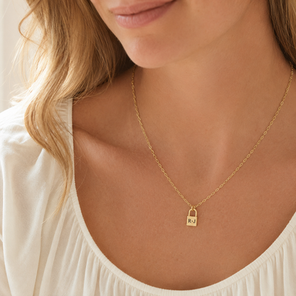 Personalized lock necklace, minimalist jewelry, petite lock necklace