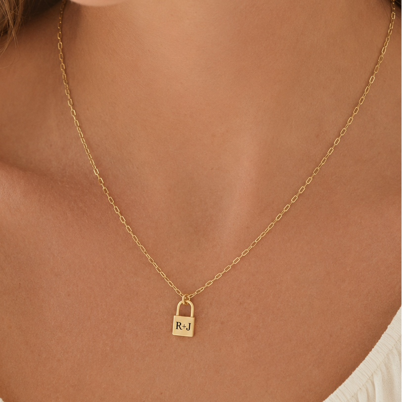 Personalized lock necklace, minimalist jewelry, petite lock necklace