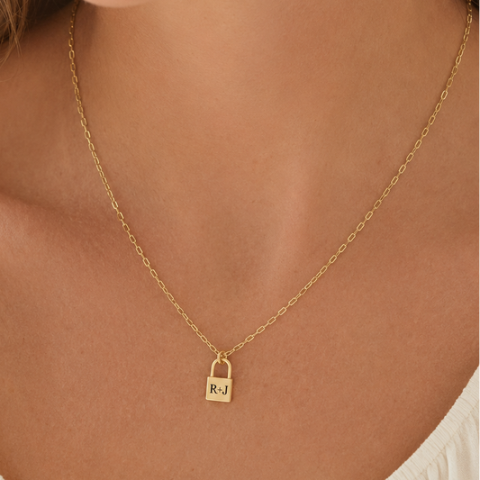 Personalized lock necklace, minimalist jewelry, petite lock necklace