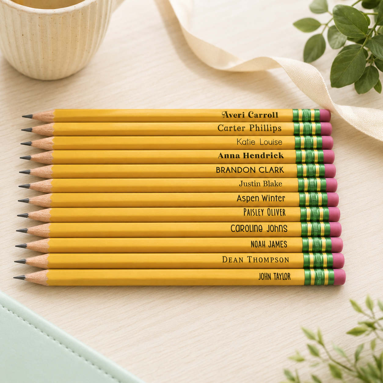 Custom engraved pencils, personalized pencils, set of 12 classic Ticonderoga #2 pencils