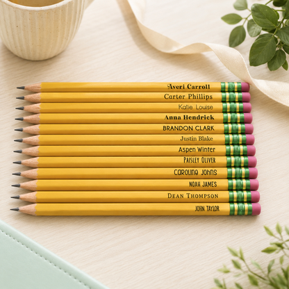 Custom engraved pencils, personalized pencils, set of 12 classic Ticonderoga #2 pencils