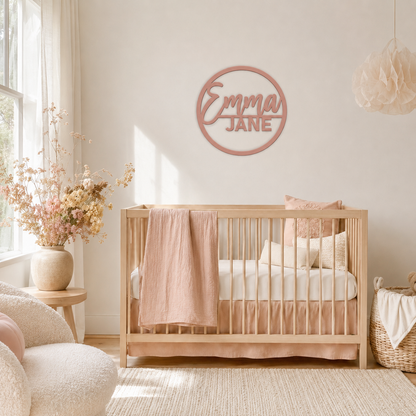 Round name sign, First + Middle Name