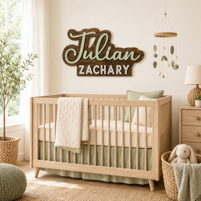 Outline First and middle name sign on stained background
