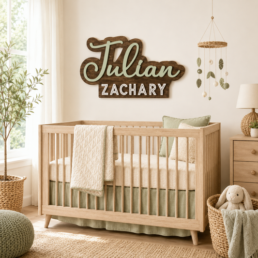 Outline First and middle name sign on stained background