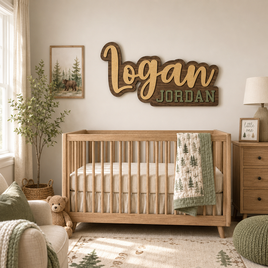 Outline First and middle name sign on stained background