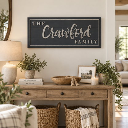 Custom Wooden Family Name Sign – 3D Layered Birch Wood | Multiple Sizes & Colors