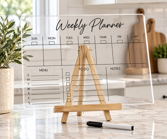 Desktop/Tabletop Family Weekly Planner - Dry/Wet erase acrylic planner easel