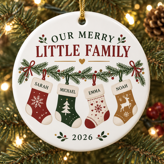 Christmas ornament - Family ornament - Family of 4 ornament - Stockings