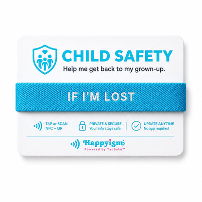Happyism® Child Safety Smart Bracelet + NFC Tap Card | “If I’m Lost” Parent Contact Wristband