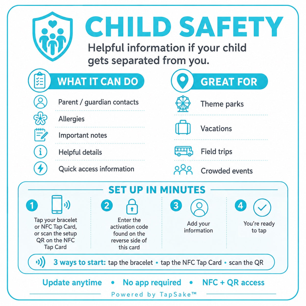 Happyism® Child Safety Smart Bracelet + NFC Tap Card | “If I’m Lost” Parent Contact Wristband