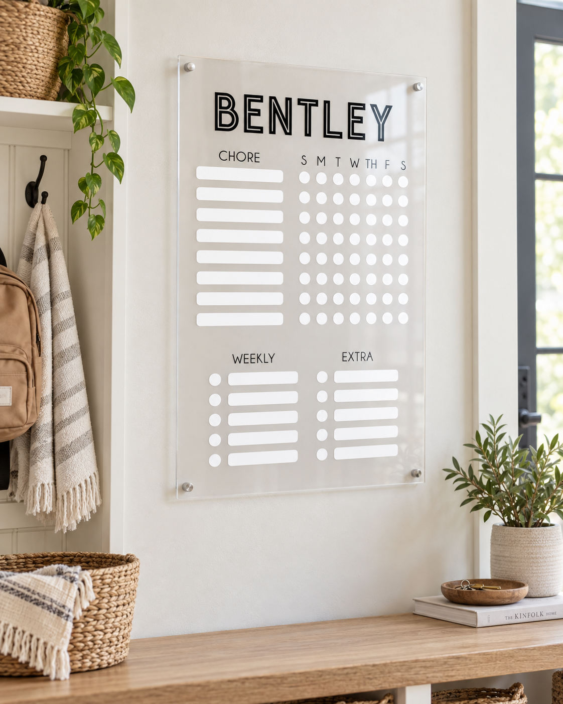 Chore chart, weekly and extra sections