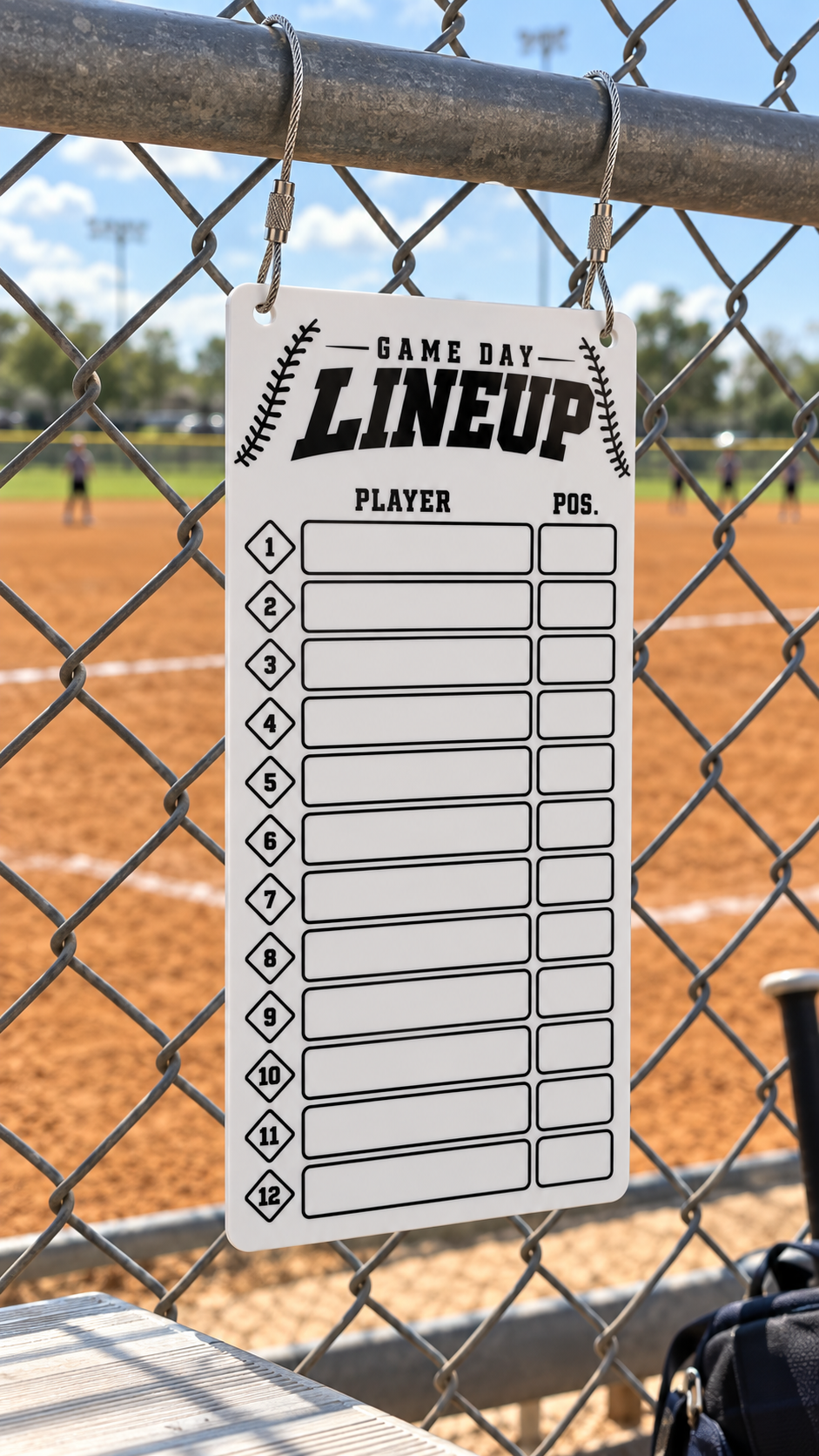 Baseball | Softball | T-Ball Game Day Lineup Acrylic Dry/Wet Erase Board - Small, Single Position