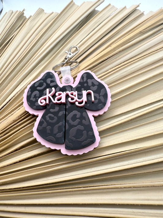 Leopard Bow Bag Tag | Personalized Name Keychain