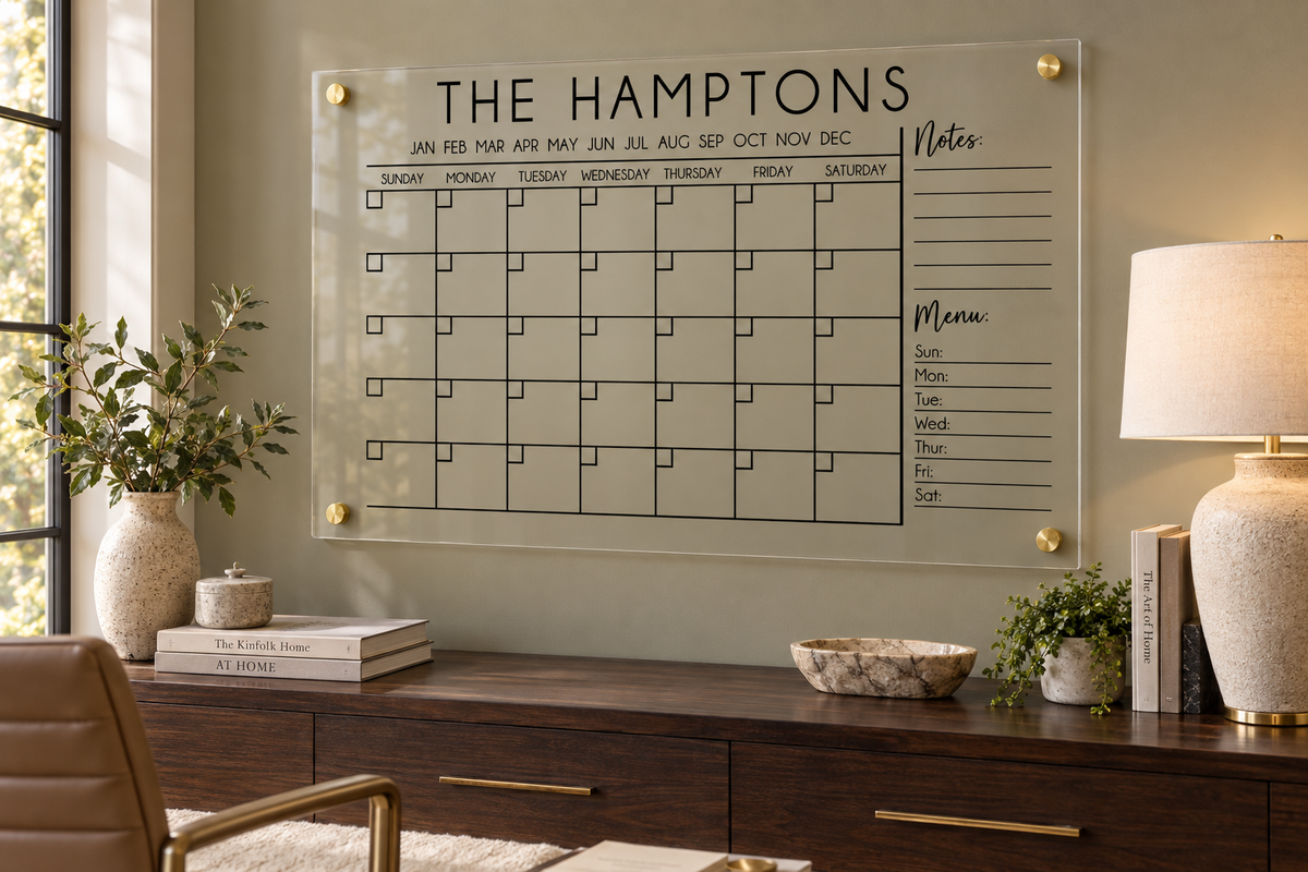 Monthly Acrylic Calendar with Menu + Notes section
