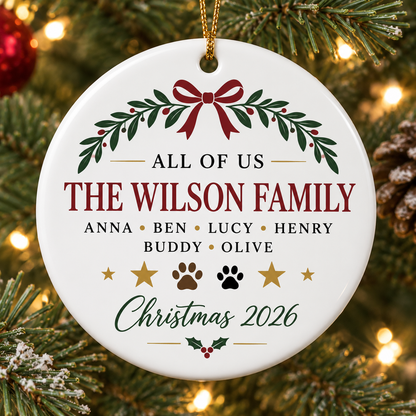 Christmas ornament - Family with pets