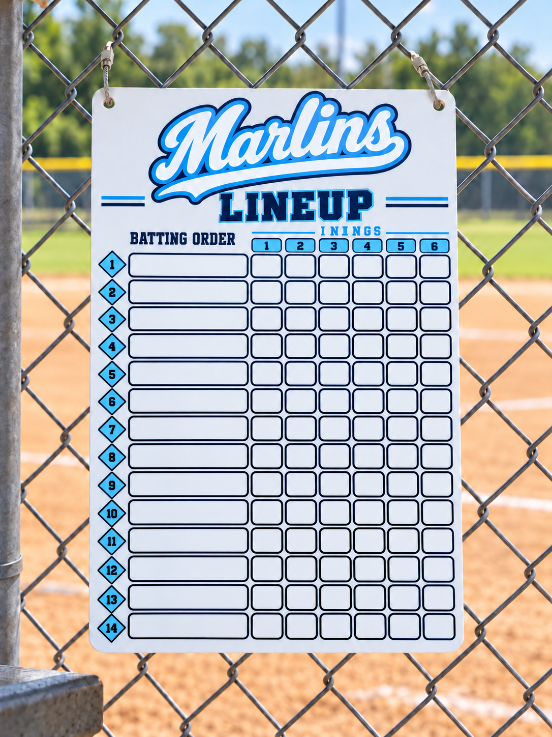 Baseball | Softball | T-Ball Game Day Lineup Acrylic Dry/Wet Erase Board