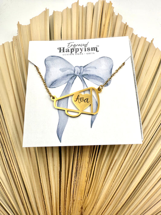 Engraved cheerleading necklace, cheerleader necklace, custom name cheerleading necklace, personalized cheerleader gift, cheerleading jewelry