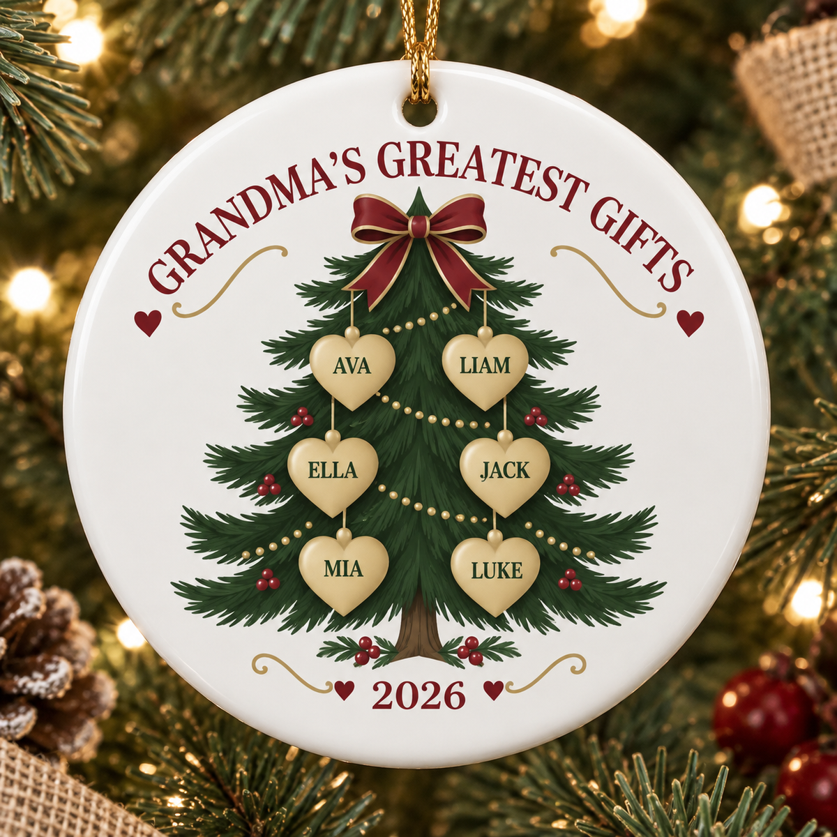 Christmas ornament - Grandma Ornament with Grandchildren names
