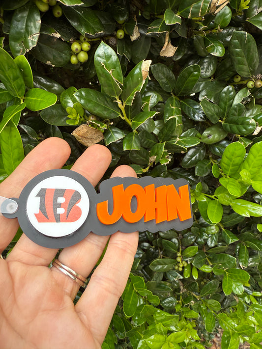 Custom Sports Team Bag Tag | Personalized Name Keychain with Team Logo