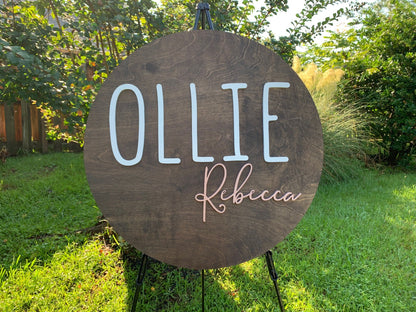 Custom Wood Round Nursery Name Sign