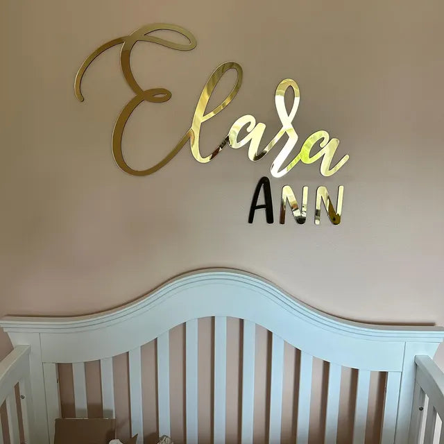 Mirrored acrylic first and middle name sign (or custom words)