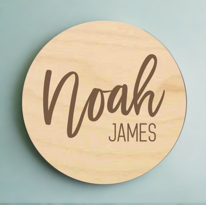 Engraved Wood Newborn Name Sign - Name