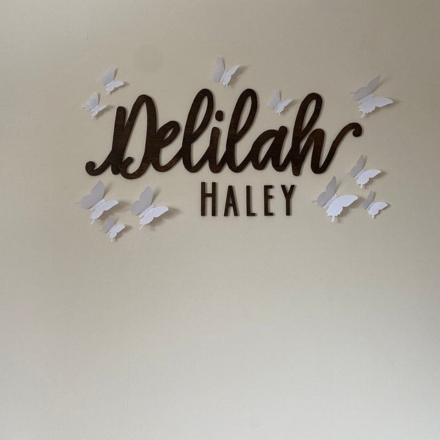 First and middle name sign - individual letters for middle name - stain options