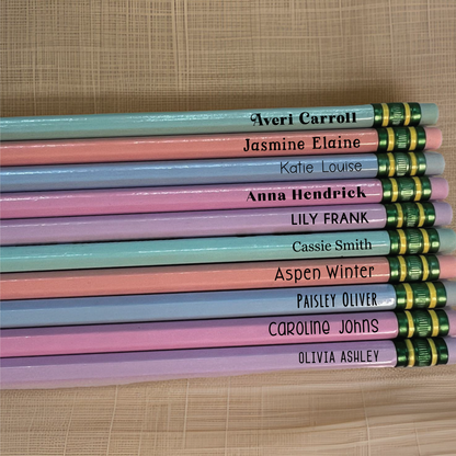 Custom engraved pencils, personalized pencils, set of 12 classic Ticonderoga #2 pencils