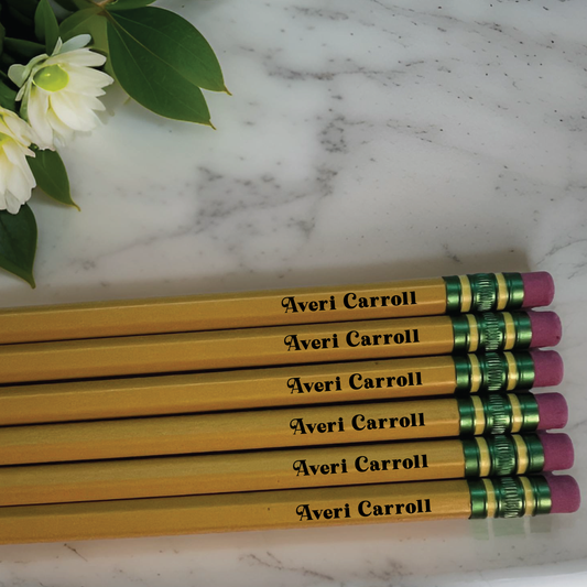 Custom engraved pencils, personalized pencils, set of 6 class Ticonderoga #2 pencils