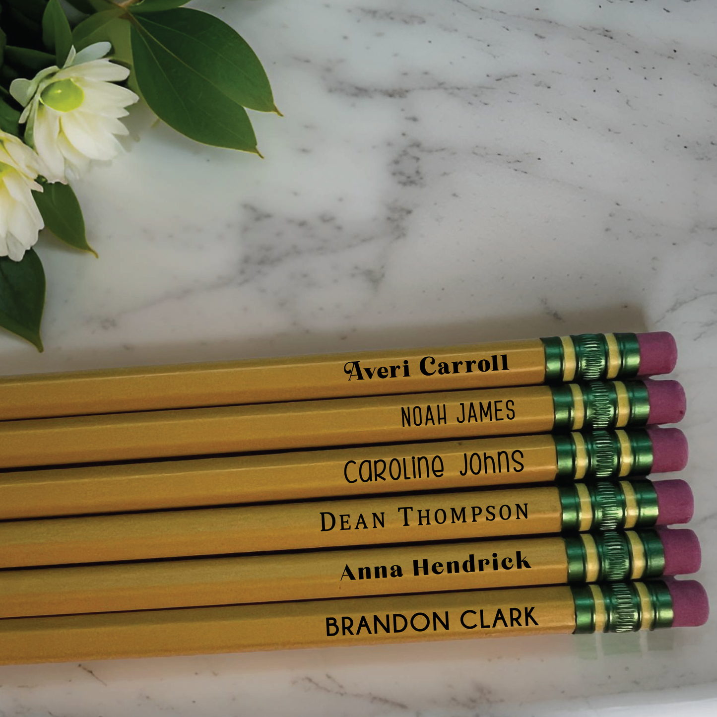 Custom engraved pencils, personalized pencils, set of 12 classic Ticonderoga #2 pencils