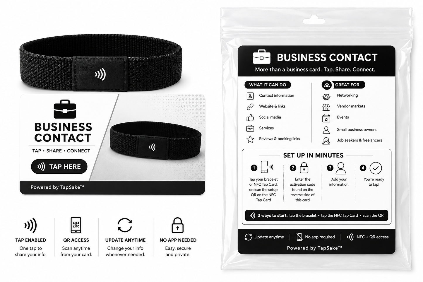 Happyism® Business Contact Smart Bracelet + NFC Tap Card | Wearable Digital Business Card