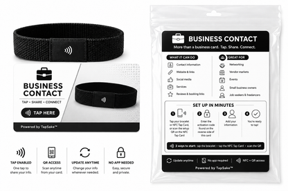 Happyism® Business Contact Smart Bracelet + NFC Tap Card | Wearable Digital Business Card