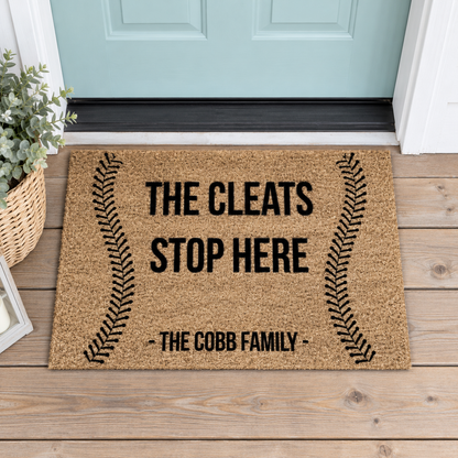 The Cleats Stop Here rug