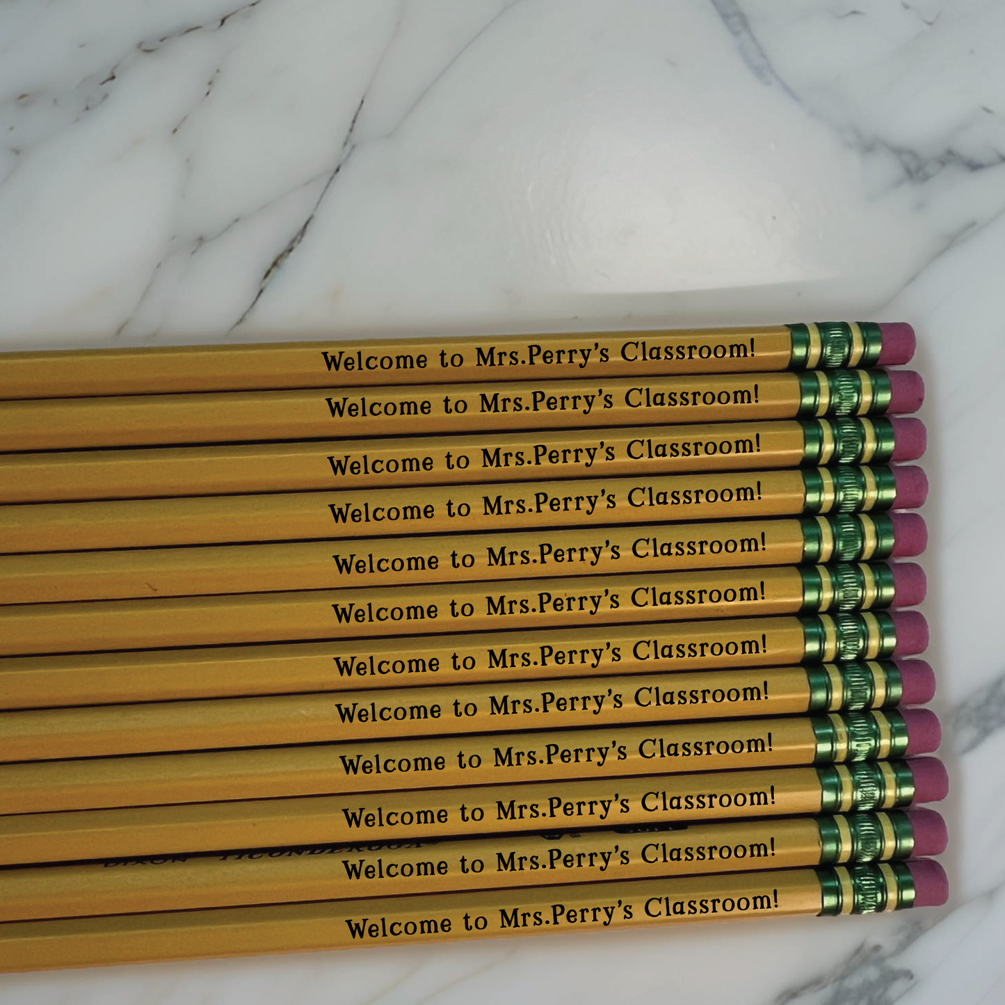 Custom engraved pencils, personalized pencils, set of 12 classic Ticonderoga #2 pencils