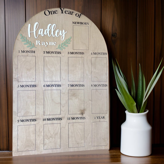 My First Year One Year of Photo Board Wooden Milestone Board 1st Birthday Milestone Board First Birthday Decorations 12 Months Photo