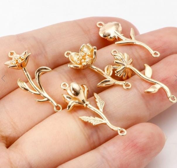 Gold Paperclip heart bracelet and birth flower bracelet combo, stacking bracelets, paperclip jewelry, wildflower, engraved name bracelet
