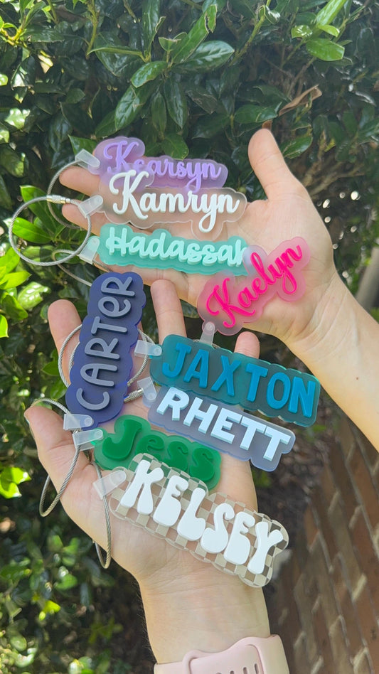 Modern name bag tag, aesthetic name tag, Custom Transparent Acrylic Bag Tag – Personalized Name Tag for Backpacks, Sports Bags & Travel