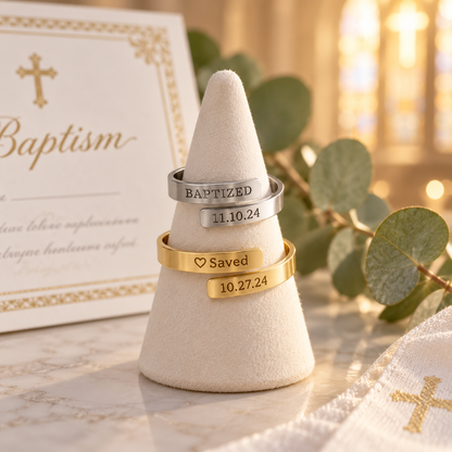 Engraved baptism ring, Christian ring, saved ring, Baptism gift, engraved baptism gift