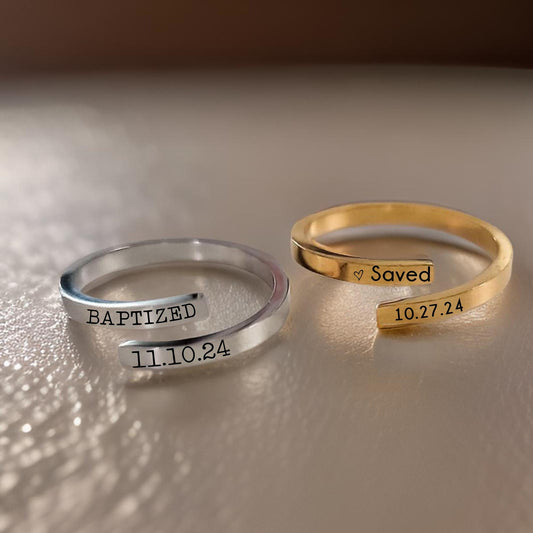 Engraved baptism ring, Christian ring, saved ring, Baptism gift, engraved baptism gift