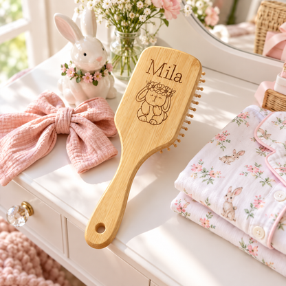 Personalized bamboo hair brush - Easter gift idea