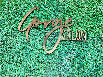 Custom wooden business logo sign, salon sign, custom salon sign, custom business sign, wood sign, pretty wood sign