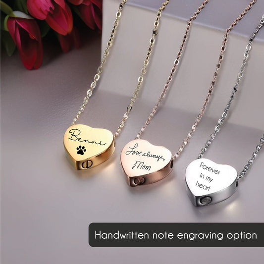 Engraved urn necklace, memorial necklace, heart urn necklace, custom heart urn necklace, ashes cremation memorial jewelry loved one