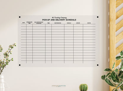 Delivery schedule board, delivery organizer clear acrylic custom trucking dry erase board, trucker organizer, trucking wall organizer sign